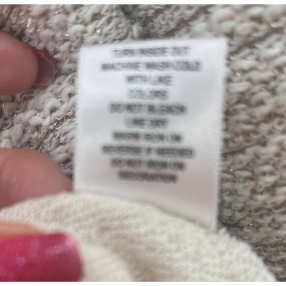 Sunday for Anthropologie Open Front Cardigan BGE SLVR Thread Blend Shimmer W 2X - Picture 9 of 10